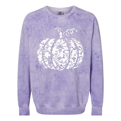 Floral Hello Fall Pumpkin Season Fall Vibes Halloween Orange Colorblast Crewneck Sweatshirt