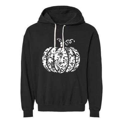 Floral Hello Fall Pumpkin Season Fall Vibes Halloween Orange Garment-Dyed Fleece Hoodie