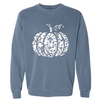 Floral Hello Fall Pumpkin Season Fall Vibes Halloween Orange Garment-Dyed Sweatshirt