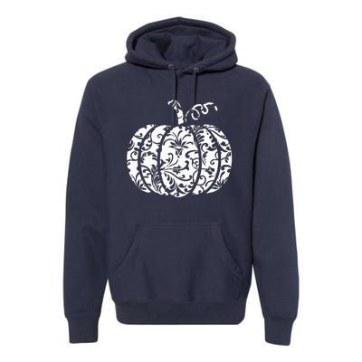 Floral Hello Fall Pumpkin Season Fall Vibes Halloween Orange Premium Hoodie