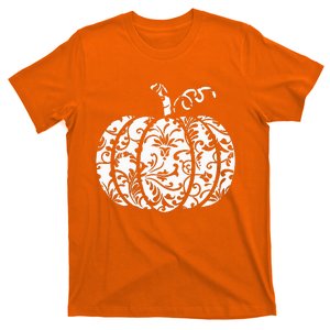 Floral Hello Fall Pumpkin Season Fall Vibes Halloween Orange T-Shirt