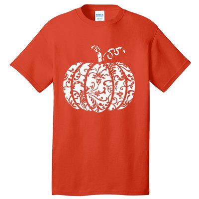 Floral Hello Fall Pumpkin Season Fall Vibes Halloween Orange Tall T-Shirt