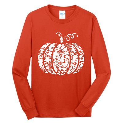 Floral Hello Fall Pumpkin Season Fall Vibes Halloween Orange Tall Long Sleeve T-Shirt