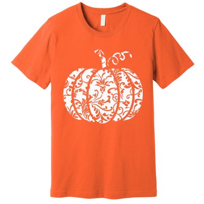 Floral Hello Fall Pumpkin Season Fall Vibes Halloween Orange Premium T-Shirt