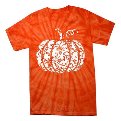 Floral Hello Fall Pumpkin Season Fall Vibes Halloween Orange Tie-Dye T-Shirt