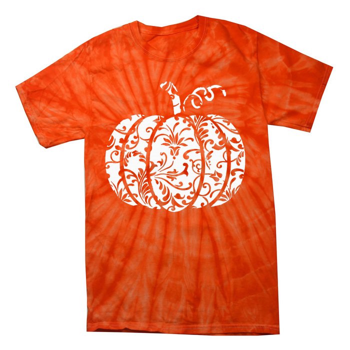 Floral Hello Fall Pumpkin Season Fall Vibes Halloween Orange Tie-Dye T-Shirt