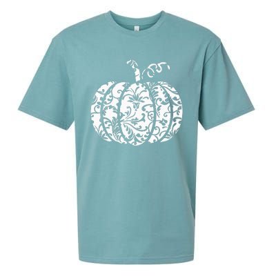 Floral Hello Fall Pumpkin Season Fall Vibes Halloween Orange Sueded Cloud Jersey T-Shirt