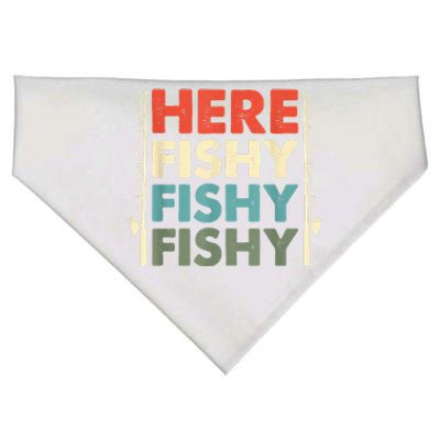 Funny Here Fishy Fishy Fishy Shirt Fish Hunting Fishing Fishrod Fisherman USA-Made Doggie Bandana