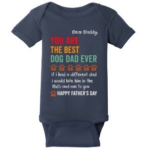 Funny Happy Fathers Day From Dog Treats To Dad Quote Baby Bodysuit