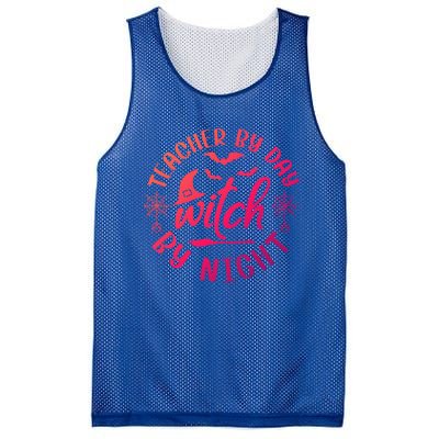 Funny Halloween For Teachers Teacher By Day Witch By Night Cool Gift Mesh Reversible Basketball Jersey Tank