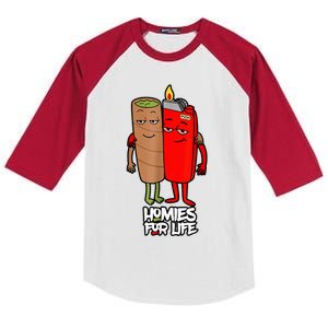 Funny Homies For Life Weed Marijuana Lover Kids Colorblock Raglan Jersey