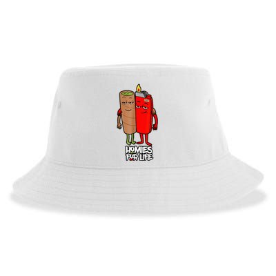 Funny Homies For Life Weed Marijuana Lover Sustainable Bucket Hat