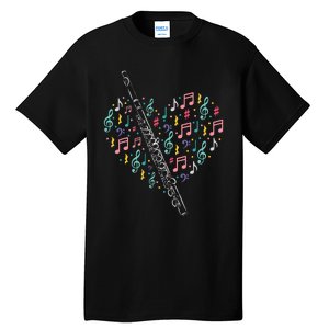 Flute Heart Flute Player Flutist Marching Band Music Tall T-Shirt