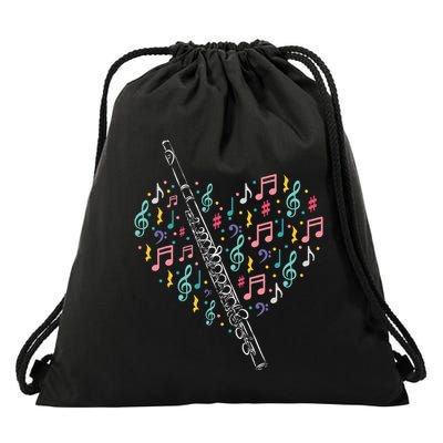 Flute Heart Flute Player Flutist Marching Band Music Drawstring Bag