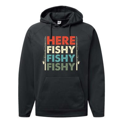 Fish Hunting Fishing Fishrod Fisherman Performance Fleece Hoodie