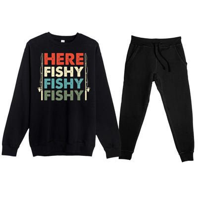 Fish Hunting Fishing Fishrod Fisherman Premium Crewneck Sweatsuit Set