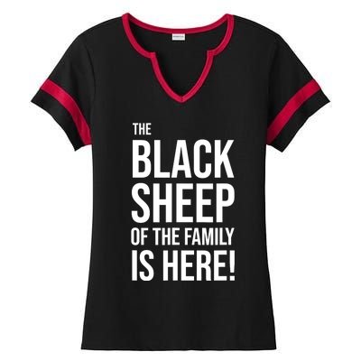 Funny Holiday Family Function, Black Sheep of the Family Ladies Halftime Notch Neck Tee