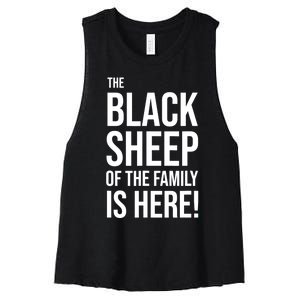 Funny Holiday Family Function, Black Sheep of the Family Women's Racerback Cropped Tank