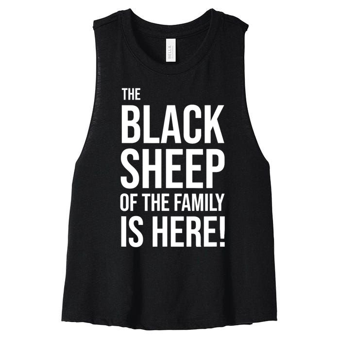 Funny Holiday Family Function, Black Sheep of the Family Women's Racerback Cropped Tank