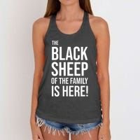 Funny Holiday Family Function, Black Sheep of the Family Women's Knotted Racerback Tank