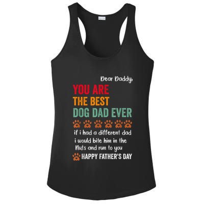 Funny Happy Fathers Day From Dog Treats To Dad Quote Fathers Day Paw Dog Dad Ladies PosiCharge Competitor Racerback Tank