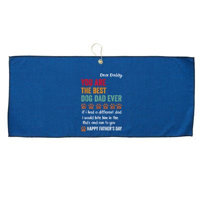 Funny Happy Fathers Day From Dog Treats To Dad Quote Fathers Day Paw Dog Dad Large Microfiber Waffle Golf Towel