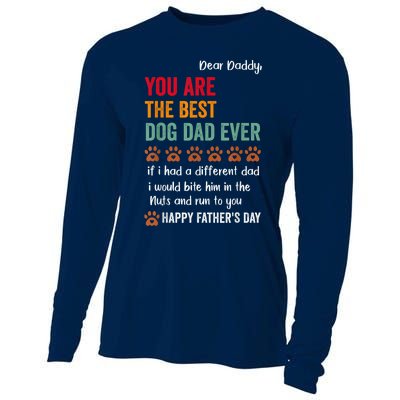 Funny Happy Fathers Day From Dog Treats To Dad Quote Fathers Day Paw Dog Dad Cooling Performance Long Sleeve Crew