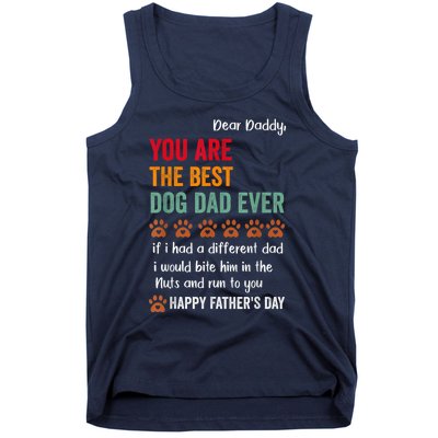 Funny Happy Fathers Day From Dog Treats To Dad Quote Fathers Day Paw Dog Dad Tank Top