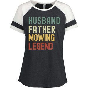 Funny Husband Father Mowing Legend Lawn Care Funny Mower Enza Ladies Jersey Colorblock Tee