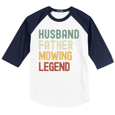 Funny Husband Father Mowing Legend Lawn Care Funny Mower Baseball Sleeve Shirt