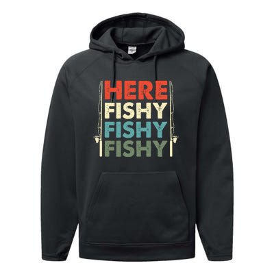 Fish Hunting Fishing Fishrod Fisherman Performance Fleece Hoodie