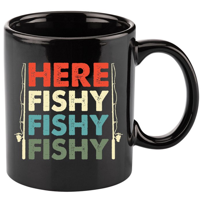 Fish Hunting Fishing Fishrod Fisherman 11oz C Handle Ceramic Mug
