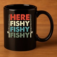 Fish Hunting Fishing Fishrod Fisherman 11oz C Handle Ceramic Mug