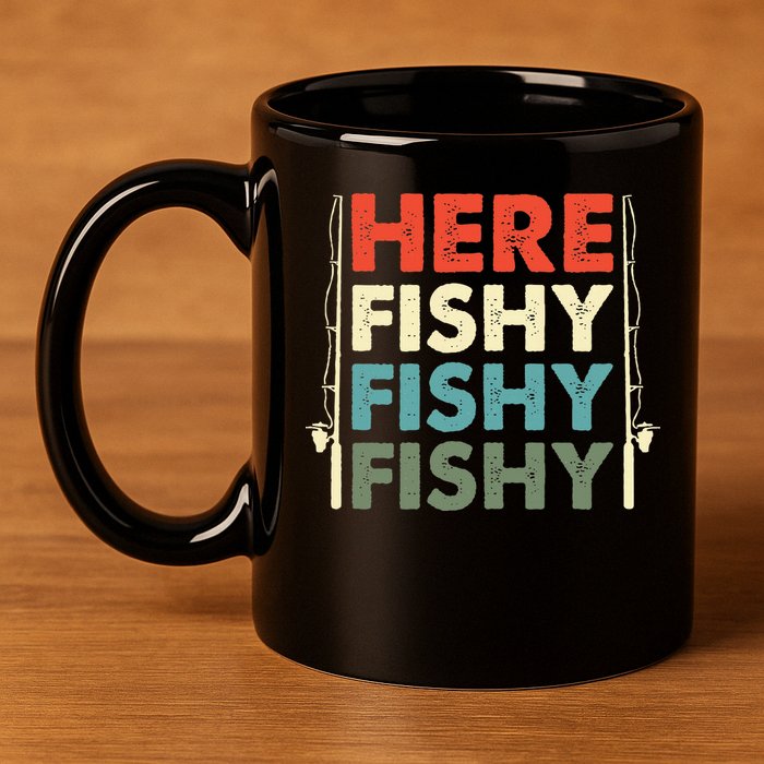 Fish Hunting Fishing Fishrod Fisherman 11oz C Handle Ceramic Mug