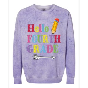 Funny Hello Fourth Grade Funny Back To The School Colorblast Crewneck Sweatshirt