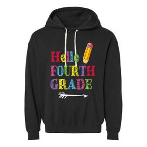 Funny Hello Fourth Grade Funny Back To The School Garment-Dyed Fleece Hoodie