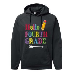 Funny Hello Fourth Grade Funny Back To The School Performance Fleece Hoodie