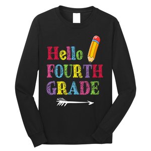 Funny Hello Fourth Grade Funny Back To The School Long Sleeve Shirt