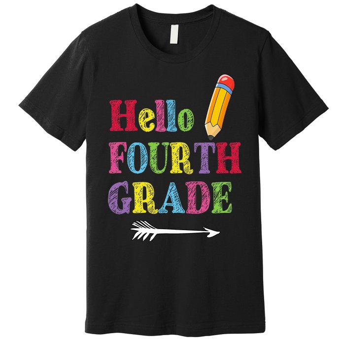 Funny Hello Fourth Grade Funny Back To The School Premium T-Shirt