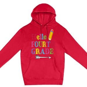 Funny Hello Fourth Grade Funny Back To The School Premium Pullover Hoodie