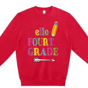 Funny Hello Fourth Grade Funny Back To The School Premium Crewneck Sweatshirt