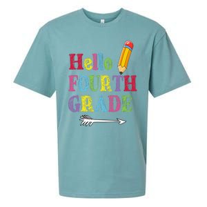 Funny Hello Fourth Grade Funny Back To The School Sueded Cloud Jersey T-Shirt