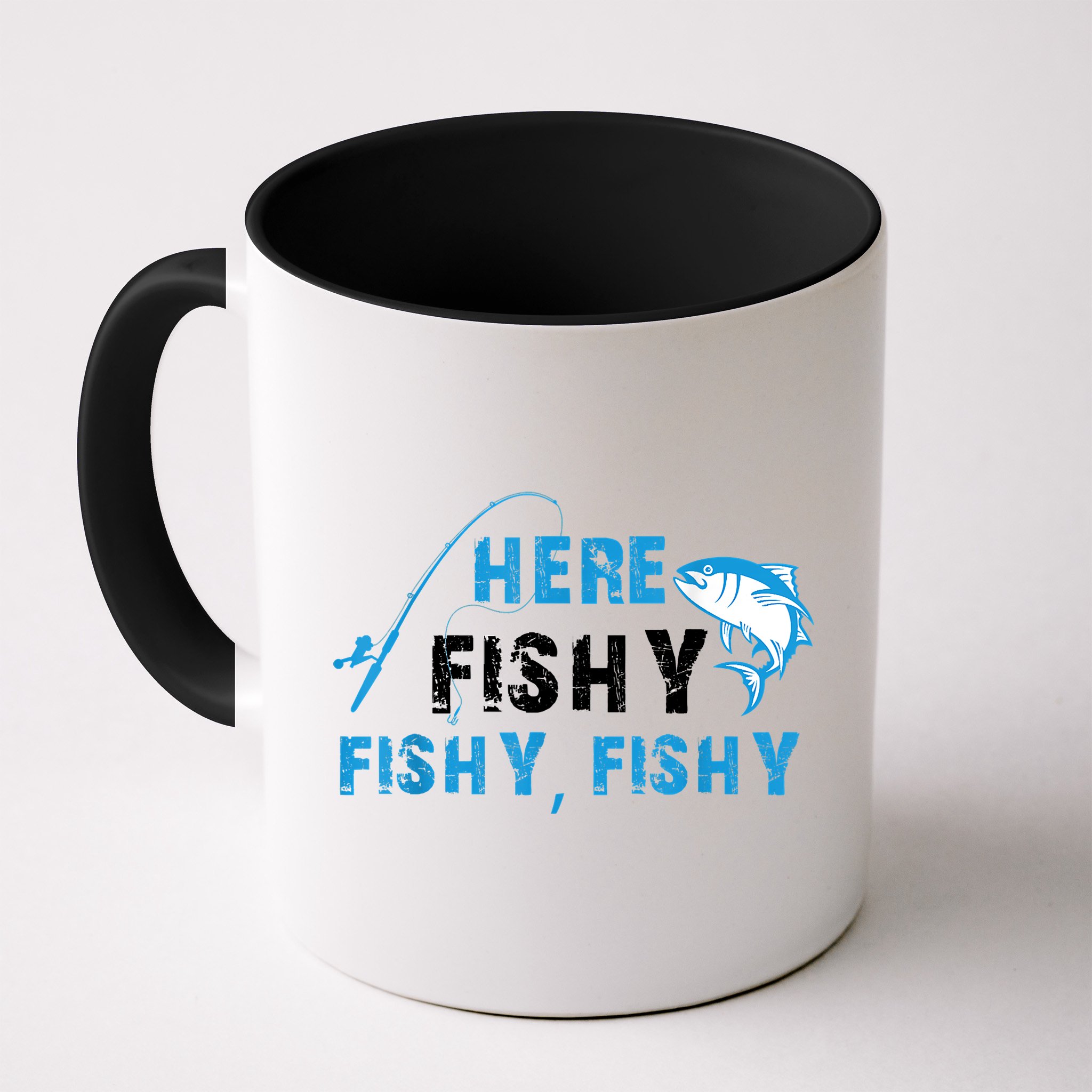 Funny Here Fishy Fishy Fishy Shirt Fish Hunting Fishing Fishrod Fisherman Mug