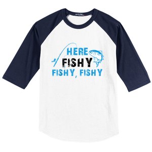 Funny Here Fishy Fishy Fishy Shirt Fish Hunting Fishing Fishrod Fisherman Baseball Sleeve Shirt