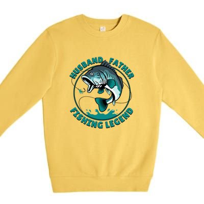 Funny Husband, Father, Fishing Legend Father's Day Gift Premium Crewneck Sweatshirt