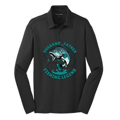 Funny Husband, Father, Fishing Legend Father's Day Gift Silk Touch Performance Long Sleeve Polo