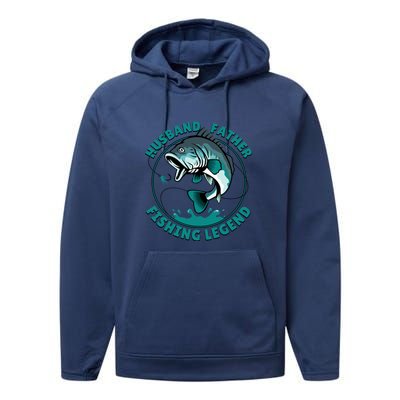 Funny Husband, Father, Fishing Legend Father's Day Gift Performance Fleece Hoodie