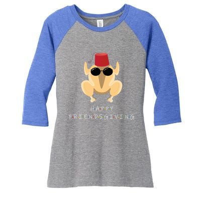 Funny Happy Friendsgiving Turkey Friends Giving Cool Gift Women's Tri-Blend 3/4-Sleeve Raglan Shirt