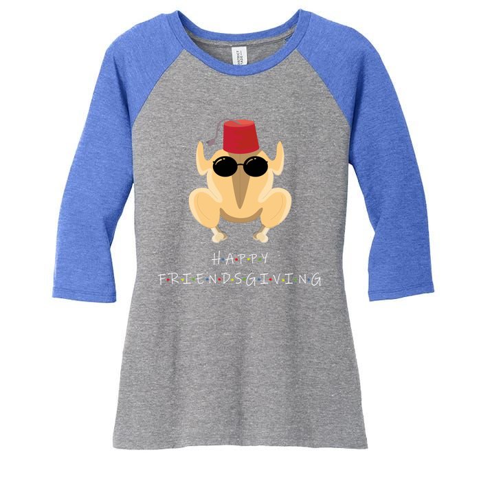 Funny Happy Friendsgiving Turkey Friends Giving Cool Gift Women's Tri-Blend 3/4-Sleeve Raglan Shirt