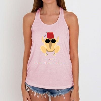 Funny Happy Friendsgiving Turkey Friends Giving Cool Gift Women's Knotted Racerback Tank